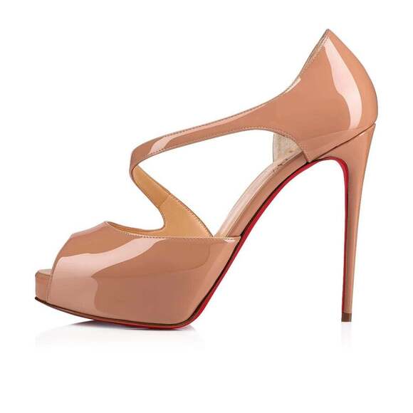Christian Louboutin Catchy Two 120 Nude Patent Platform Sandal Heel Pump 40.5 - Picture 3 of 11